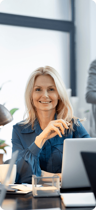 Blonde woman working