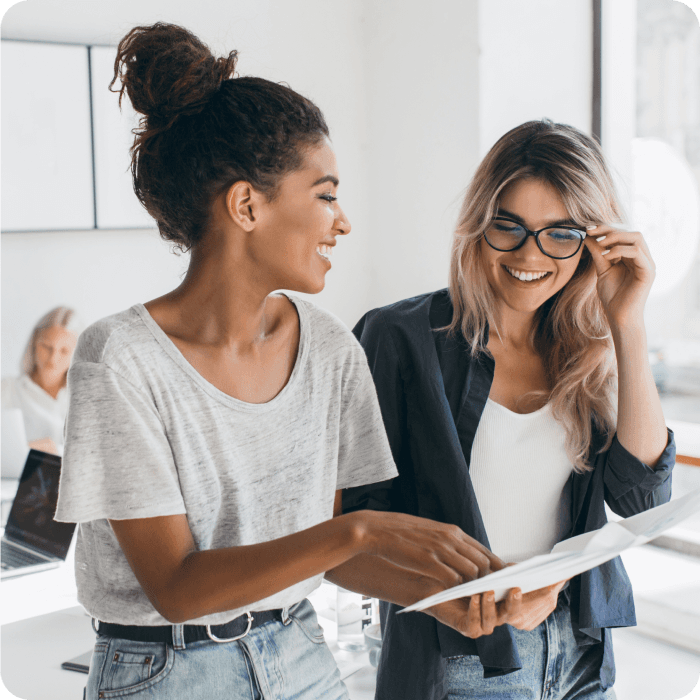 Students collaborating during onboarding